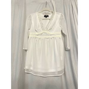 Suzanne Betro Babydoll Ivory Lace Blouse Top Medium Y2K